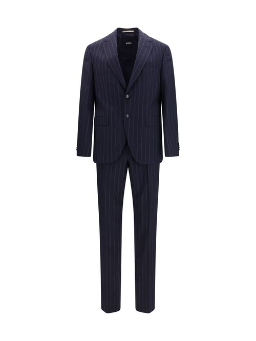 Striped Merino Wool Suit — Navy