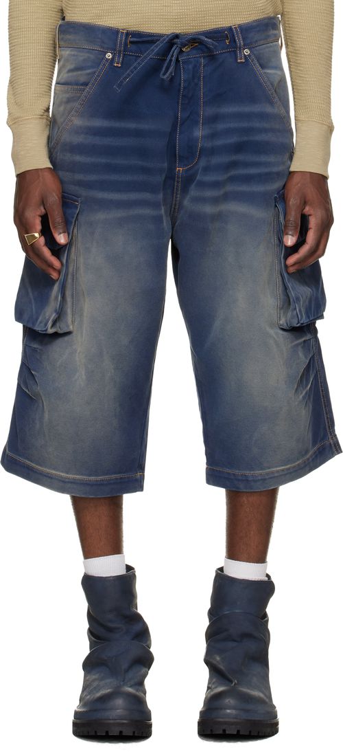 Navy Camo Bermudas Cargo Shorts