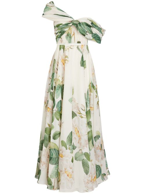 Giant Bloom silk maxi dress - Neutrals