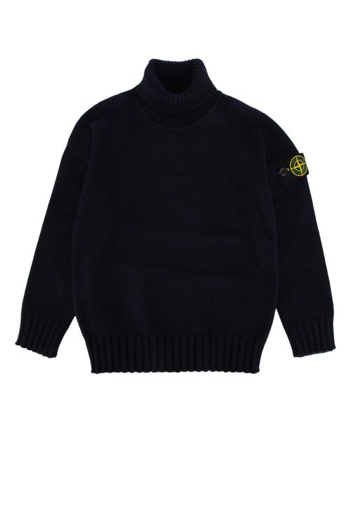 Logo-Patched Crewneck Sweater — Navy