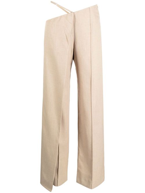 Asymmetric wide-leg trousers - Brown