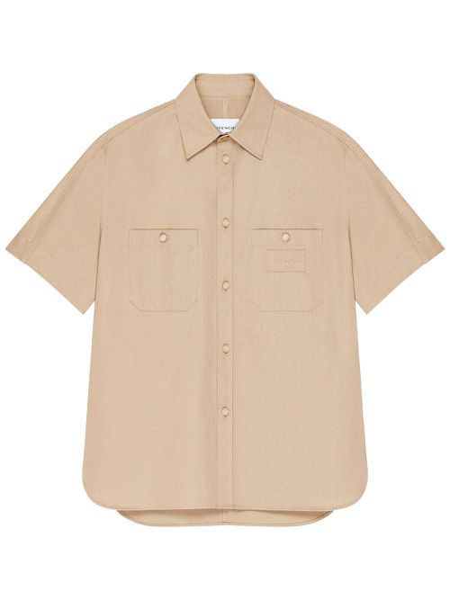 Couture Seam Cotton Shirt With Paris Patch