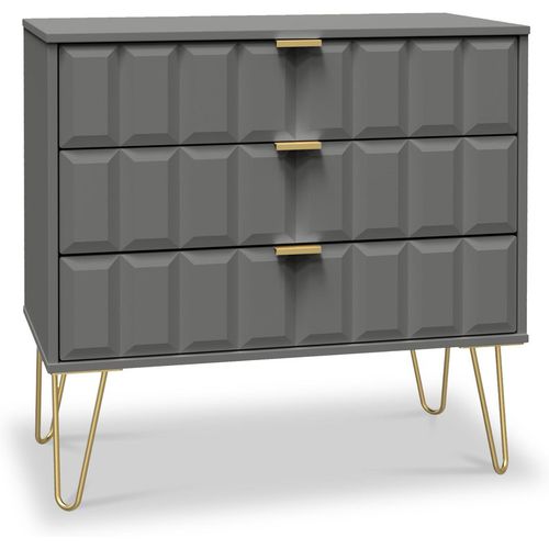 Harlow Chic 3 Drawer Chest with Gold Hairpin Legs | Roseland