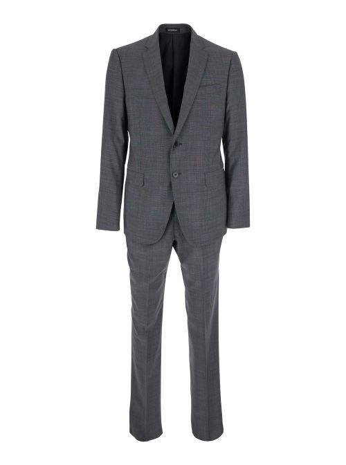 Slim-Fit Tailored Pant Suit — Black