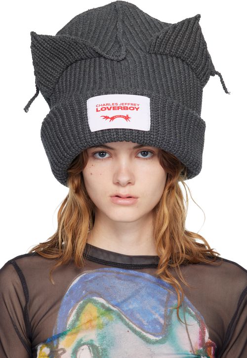 Gray Supersized Chunky Ears Beanie