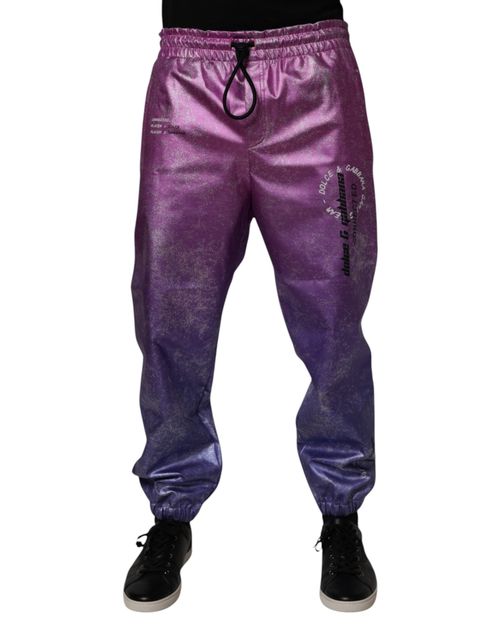 Two-Tone Velour Joggers — Purple