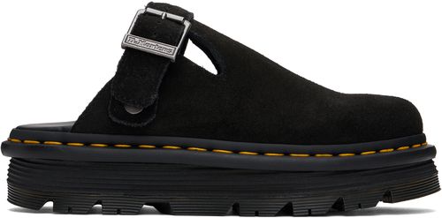 Dr. Martens Black Zebzag Suede Slingback Platform Mules