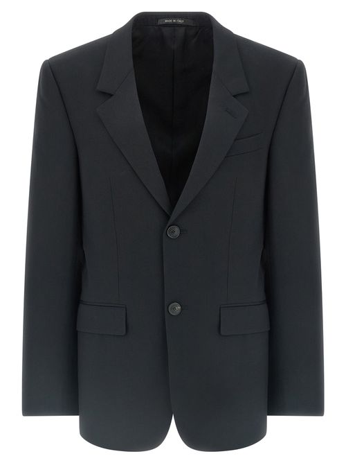 Single-Breasted Wool Blazer — Black