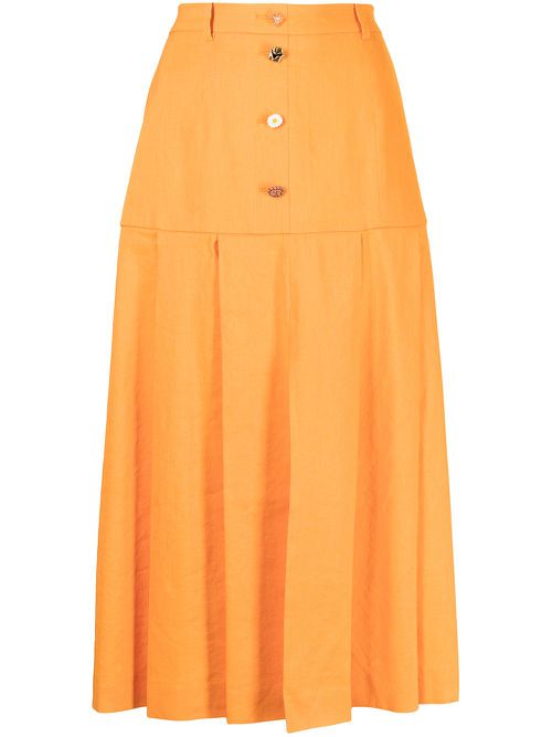 Button-detail midi skirt - Orange