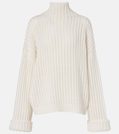 Ribbed-knit cashmere turtleneck sweater