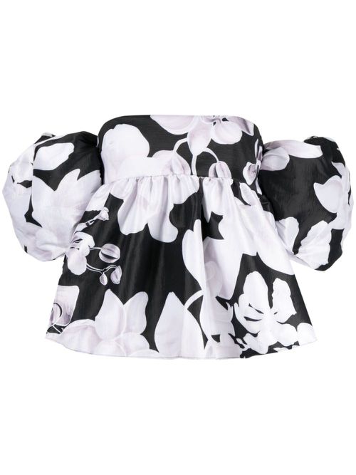 Ally Orchid-print blouse - Black