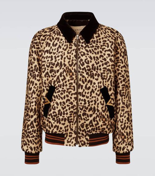 VGold leopard-print wool blouson jacket