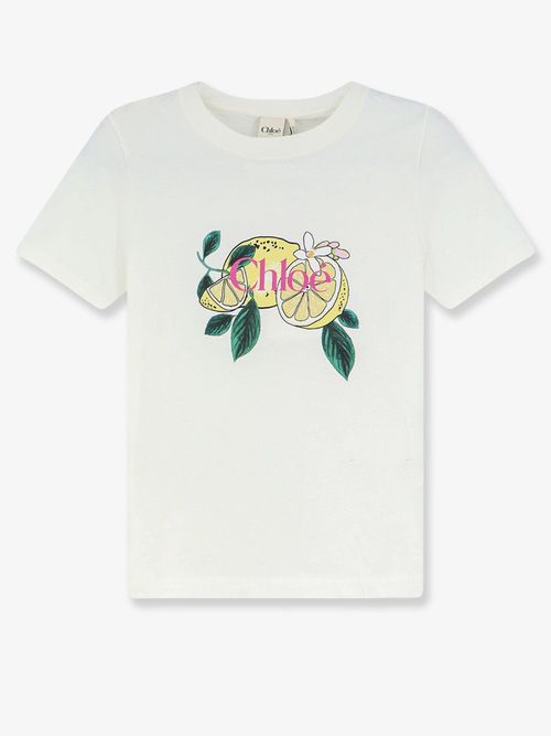 Logo-Embroidered Lemon Print T-Shirt — White