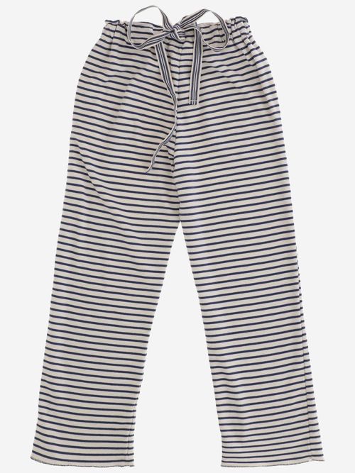 Striped Stretch Cotton Trousers — Navy