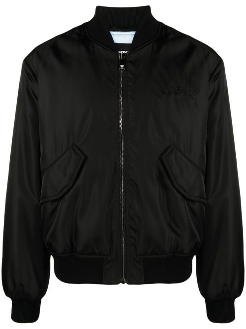 Logo-embroidered bomber jacket - Black