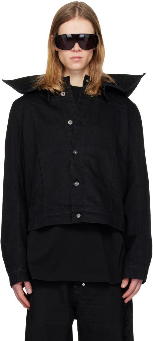 Black Hooded Denim Jacket