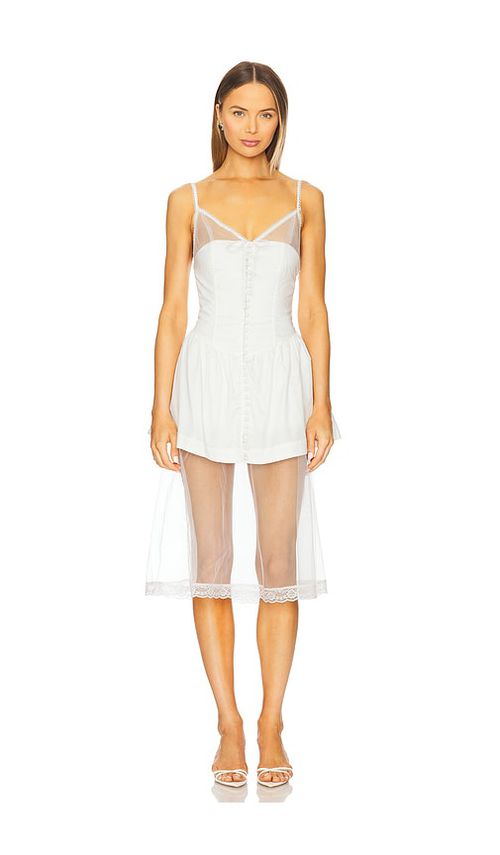 For Love & Lemons Susannah Midi Dress in White. L. Also in