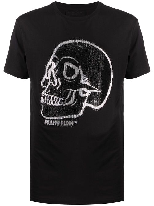 Crystal outline-skull cotton T-shirt - Black