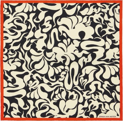 Off-White & Black Silk Pocket Square