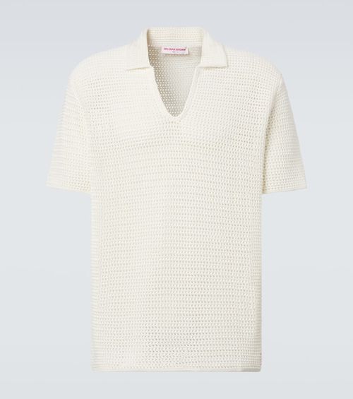 Batten crochet cotton polo shirt