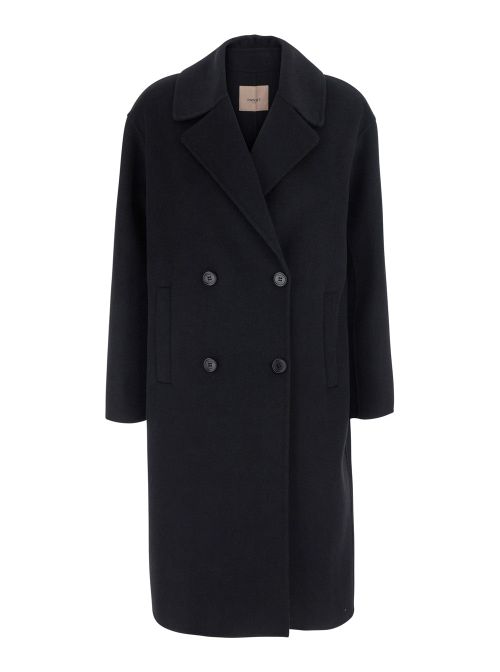 Notched Collar Coat — Black