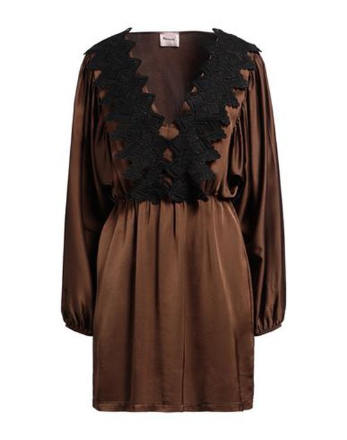 Woman Mini dress Dark brown Size L Viscose