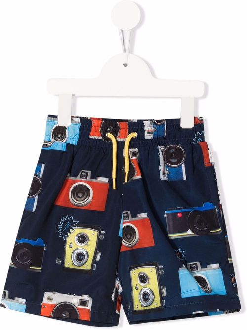 Camera-print swim shorts - Blue