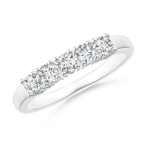Angara 0.53 Carat Lab-Grown Five Stone 4-Prong Set Diamond Wedding Ring in 14K White Gold