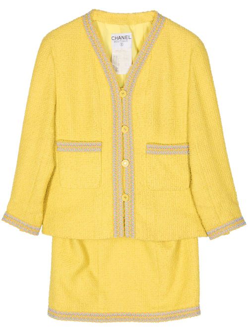 1994 single-breasted bouclé suit - Yellow