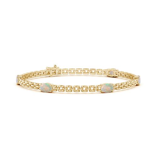 Angara 1.4 Carats Five Stone Oval Opal Station Link Bracelet in 14K Yellow Gold