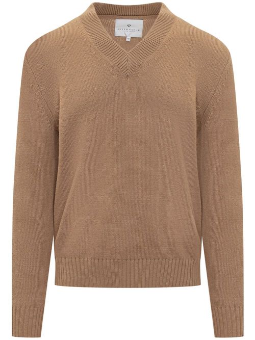 V-neck jumper - Brown