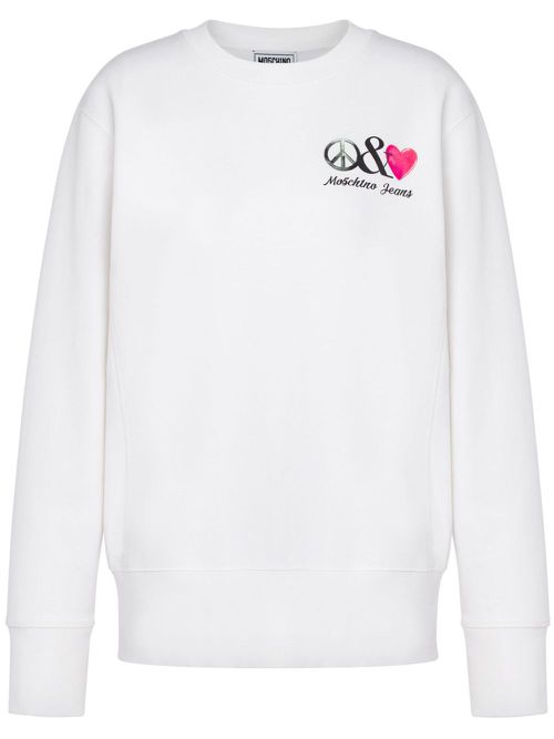 Graphic-print cotton hoodie - White