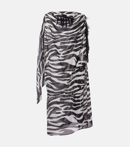 Zebra-print cotton muslin beach cover-up