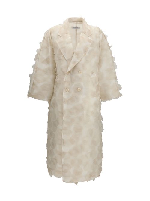 Silk Appliqué Coat — Beige