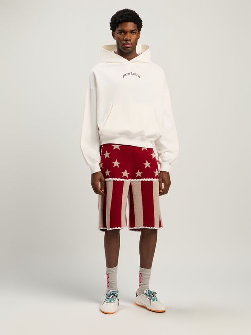 Back Curved Logo Loose Hoodie Man  Off White