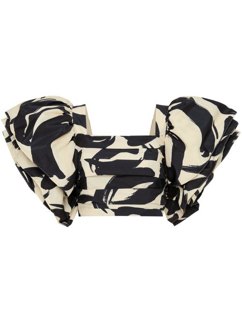 Pompidou abstract-print crop blouse - Black