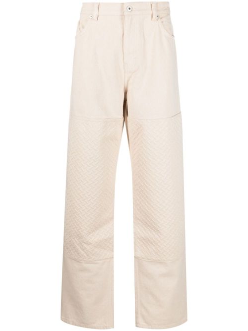 Grate embossed cotton trousers - Neutrals