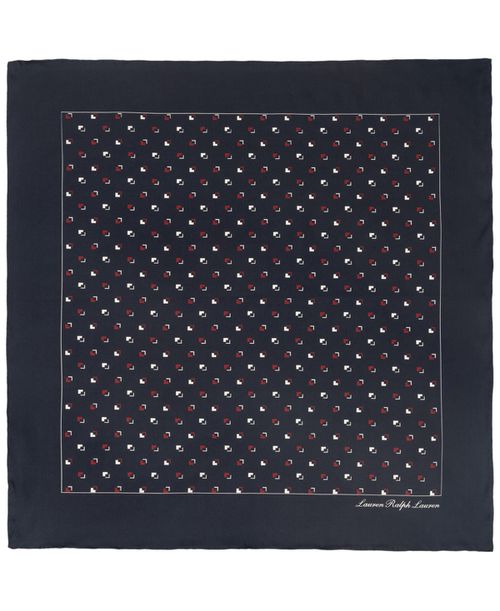 Geo Small Square Scarf - Navy Cream