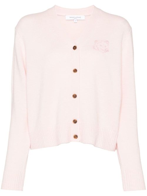 Bold Fox Head embroidered cardigan - Pink