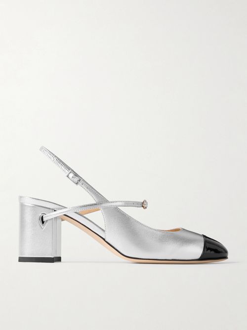 Mattia 65 Metallic And Patent-leather Slingback Pumps