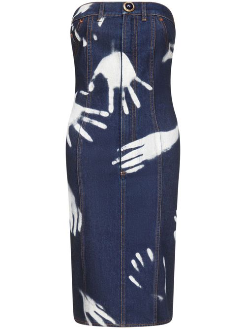 Handprint strapless minidress - Blue
