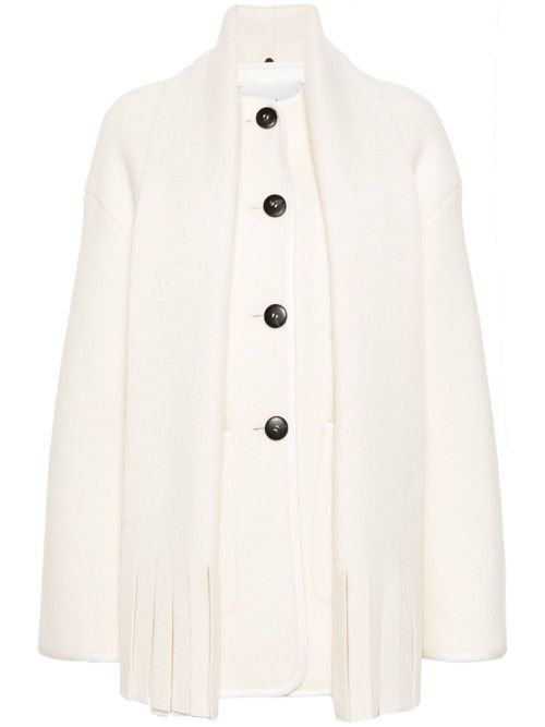Scarf-detail coat - White