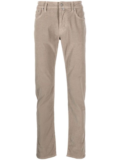 Logo-Patch Skinny-Cut Trousers — Beige