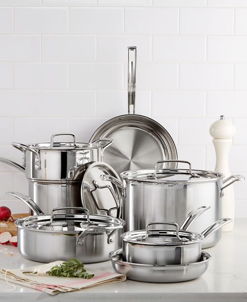 Multiclad Pro Tri-Ply Stainless Steel 12 Piece Cookware Set - Stainless Steel