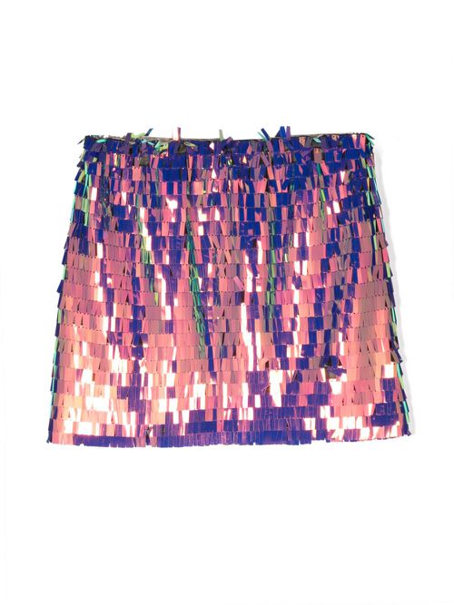 Translucent-design sequin-embellished skirt - Pink