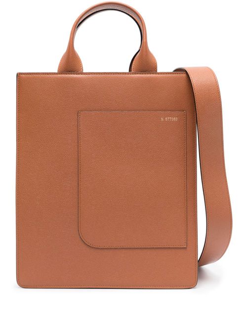 Mini Boxy leather tote bag - Brown