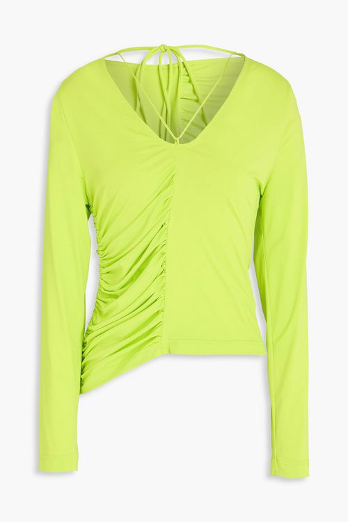 Ruched stretch-jersey top - Green - S
