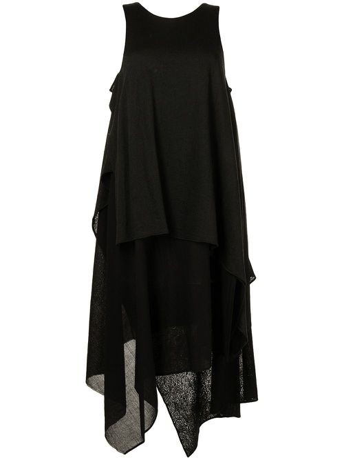 Layered-detail asymmetric dress - Black