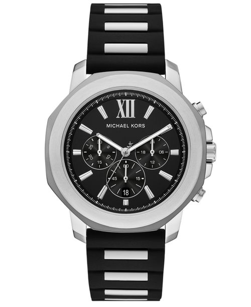 Men's Prescott Quartz Chronograph Black Silicone Watch, 44mm - Black