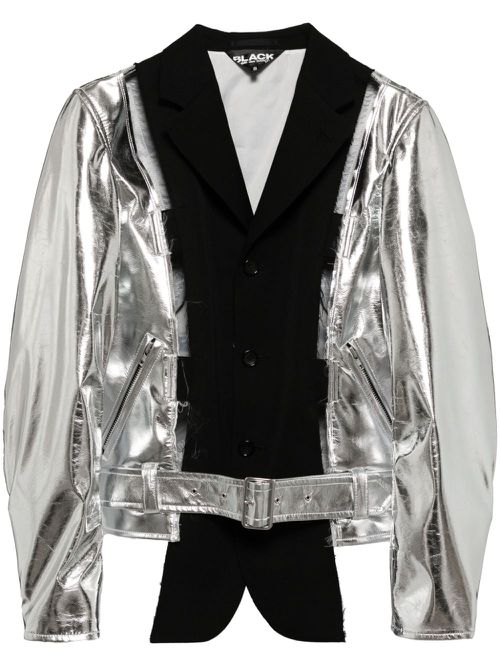 Single-breasted metallic bomber jacket